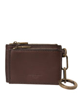 Dolce & Gabbana Brown Leather Zip Logo Keyring Coin Purse Keyring Wallet -  Wallets for Men -  Dolce & Gabbana.